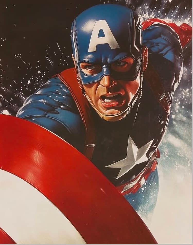 Captain America Action Portrait Print Poster