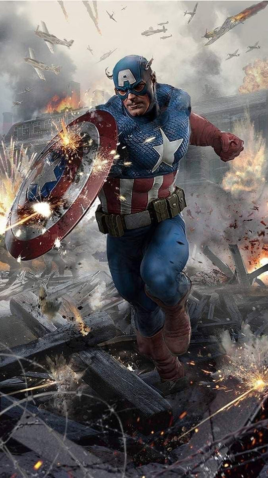 Captain America Action Scene Battle Print Poster