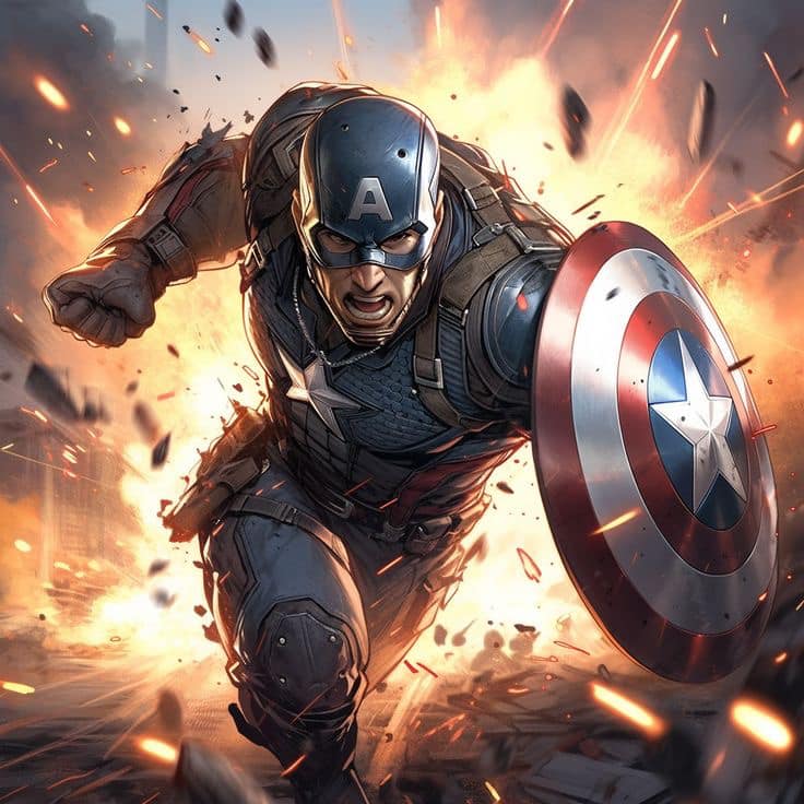 Captain America Action Scene (8) Print Poster