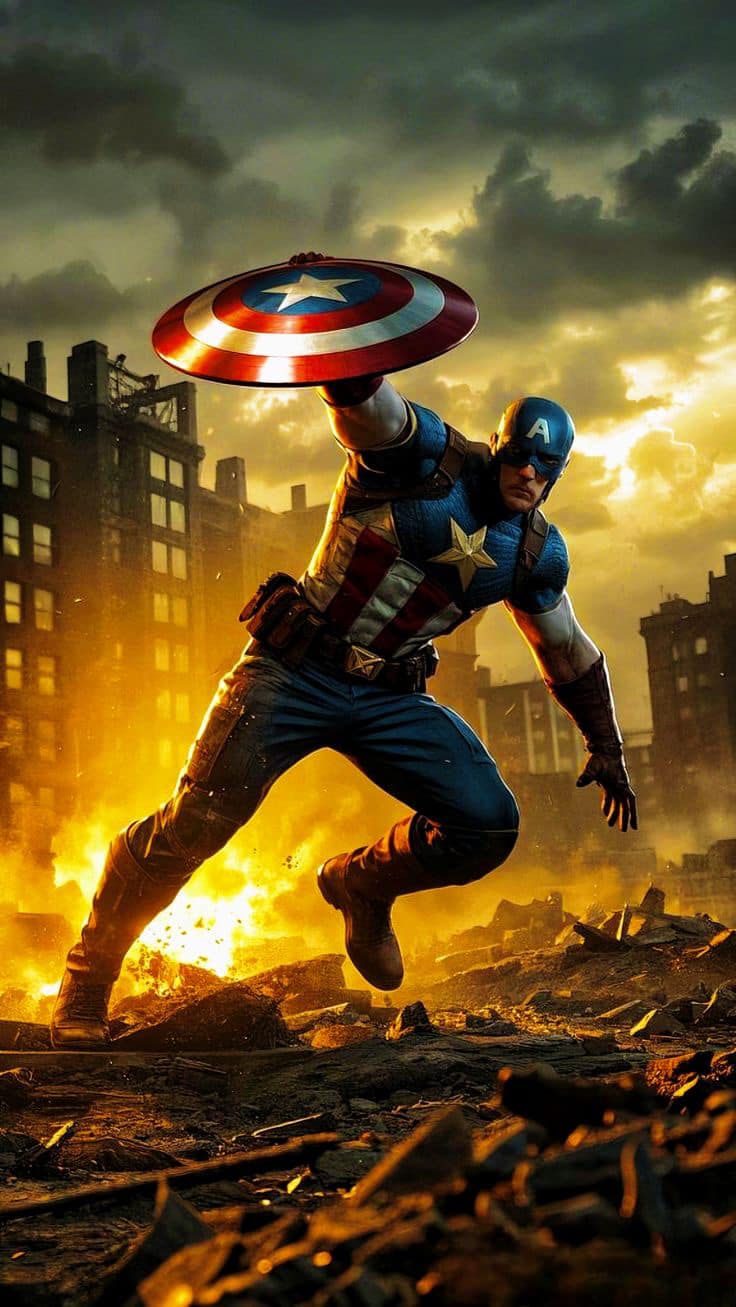 Captain America Action Scene (9) Print Poster