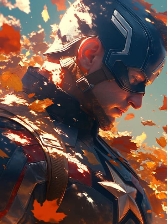 Captain America Falling Leaves Print Poster