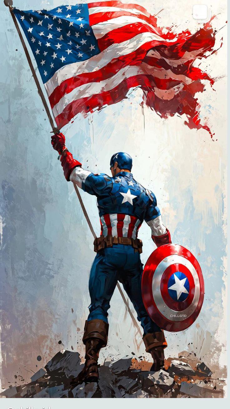 Captain America Flag Heroic Pose Print Poster