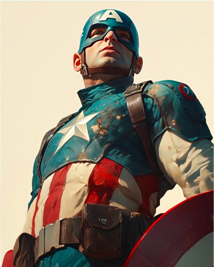 Captain America Heroic Portrait (5) Print Poster