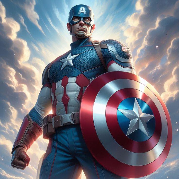 Captain America Heroic Portrait (6) Print Poster