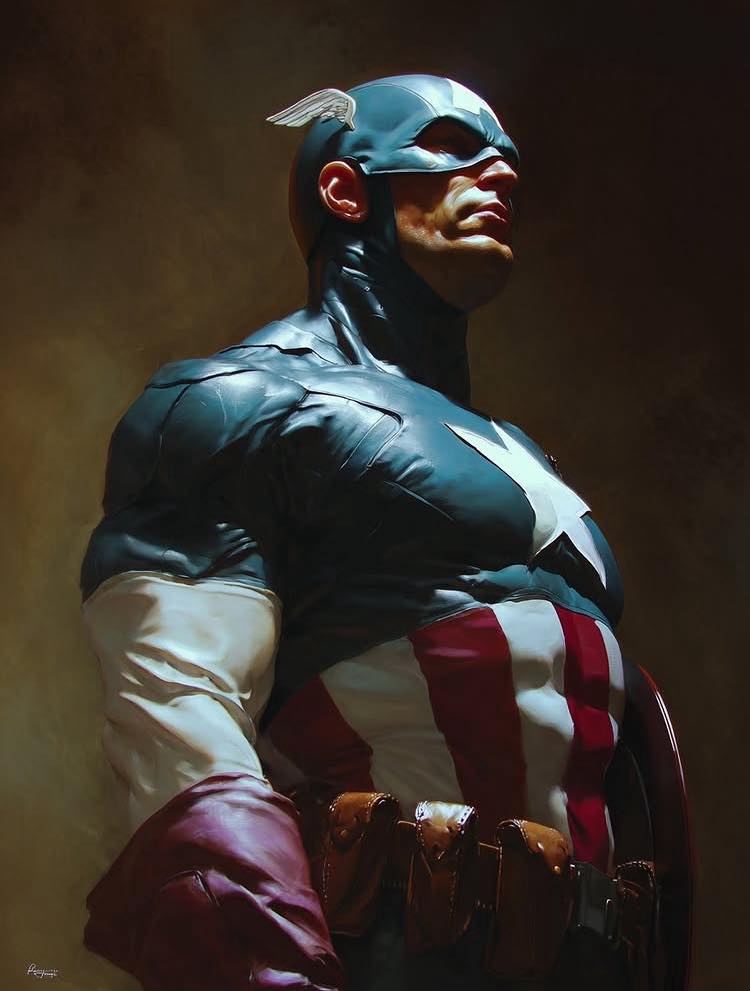Captain America Heroic Portrait (7) Print Poster