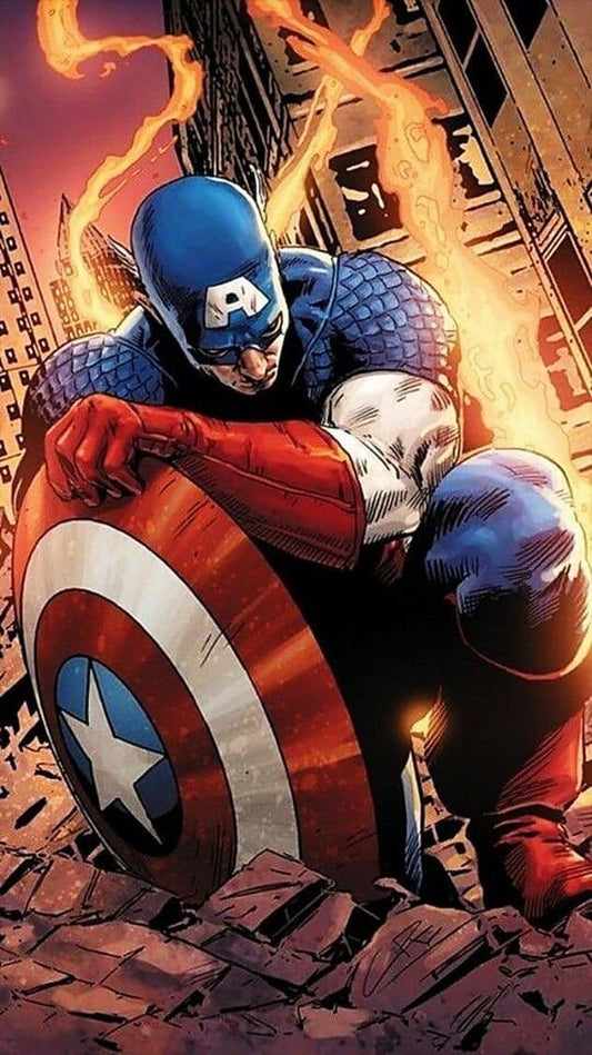 Captain America Heroic Pose Destruction Print Poster