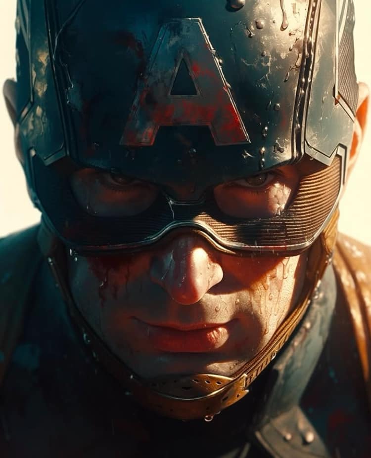 Captain America Intense Closeup Print Poster