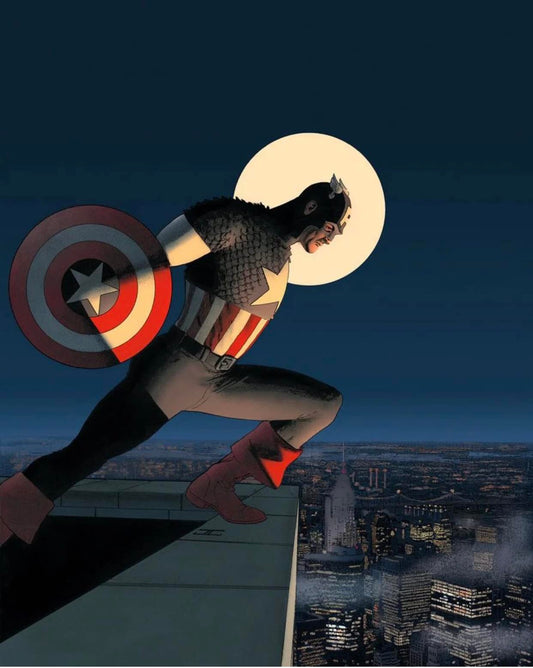 Captain America Moonlit Cityscape Print Poster