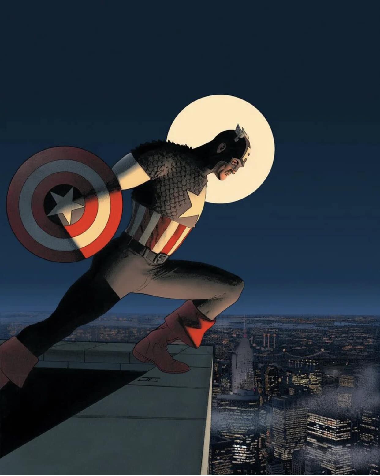 Captain America Moonlit Cityscape Jigsaw Puzzle