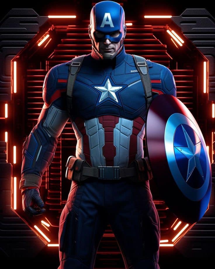 Captain America Portrait Heroic (2) Print Poster