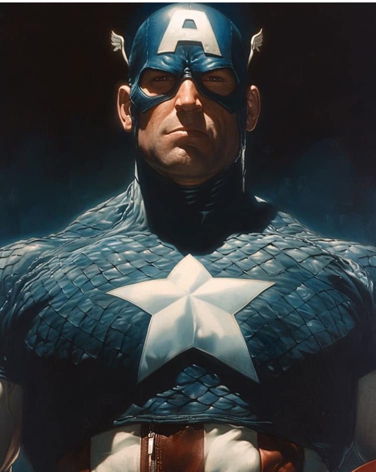Captain America Portrait (10) Print Poster