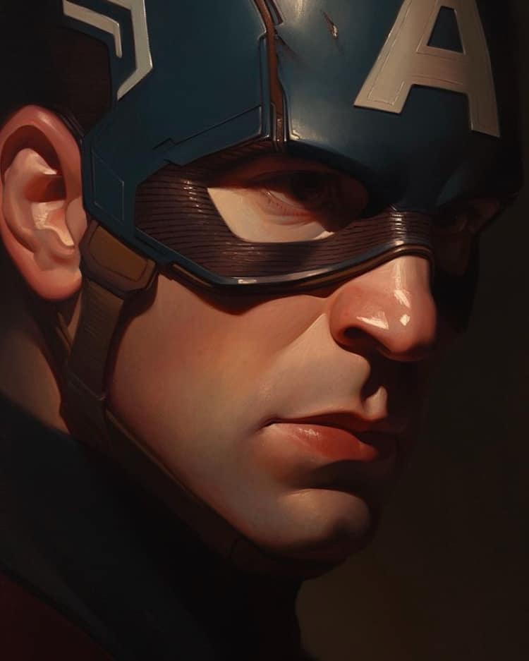 Captain America Portrait (15) Print Poster