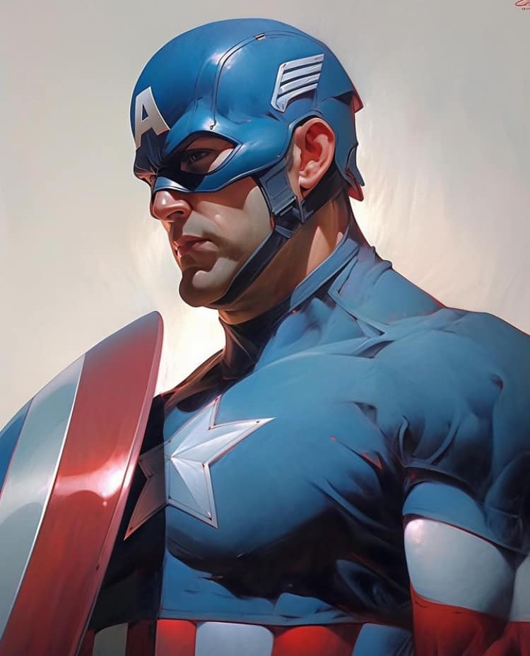 Captain America Portrait (3) Print Poster