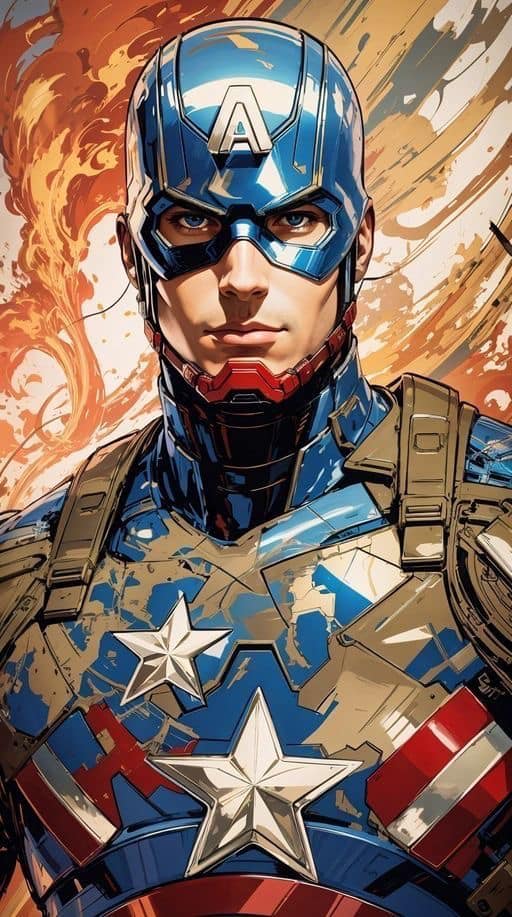 Captain America Portrait (5) Print Poster