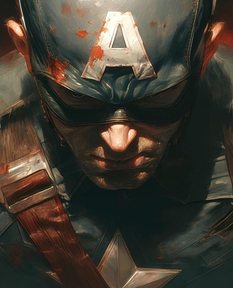 Captain America Portrait (6) Print Poster