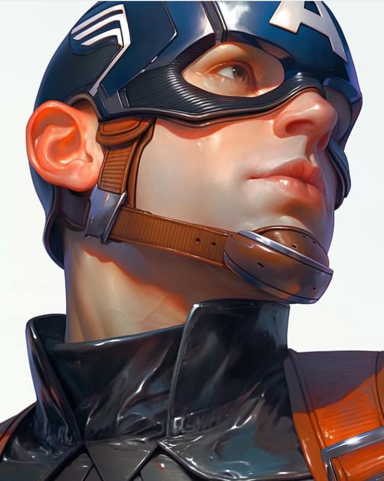 Captain America Portrait (9) Print Poster