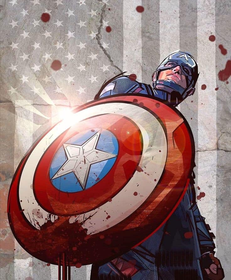 Captain America Shield Flag Art Print Poster