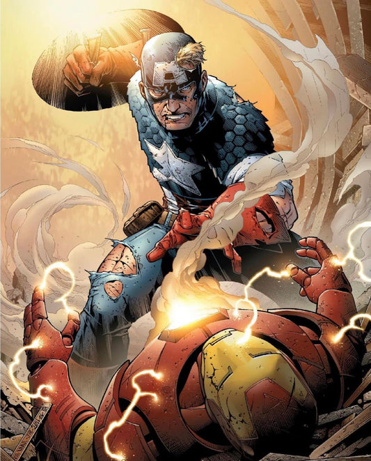 Captain America Vs Iron Man Battle Scene Print Poster