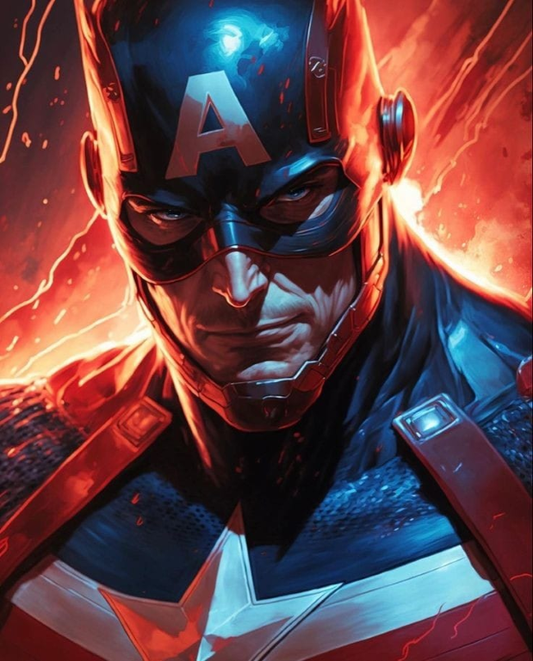 Captain America Fire Background 452 Print Poster