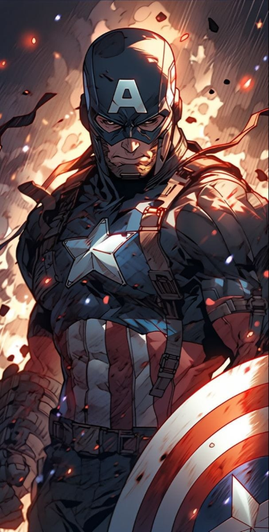 Captain America Fire Background 4872 Print Poster