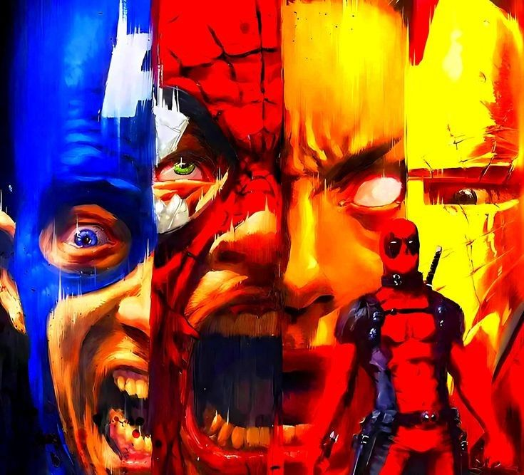 Captain America Spider Man Iron Man Deadpool 367 Print Poster