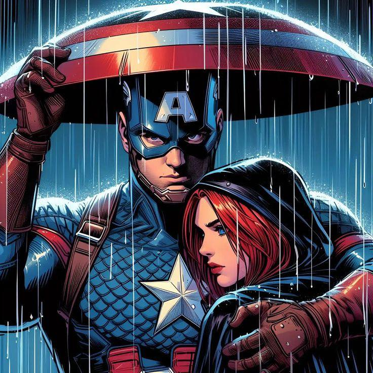 Captain America And Black Widow 1984 Print Poster