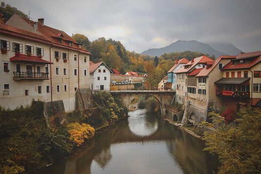 Capuchin Bridge Skofja Loka Slovenia Old Town Art Wall Decor Jigsaw Puzzle