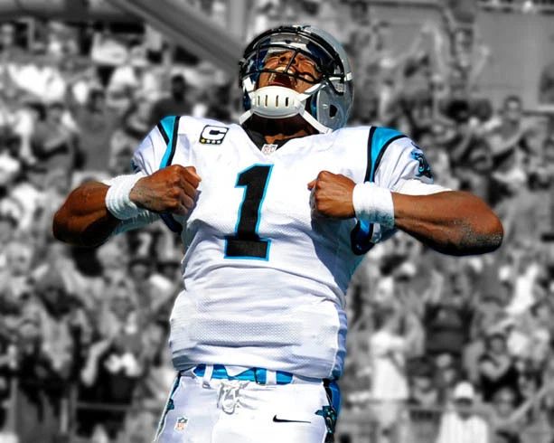 Carolina Panthers Cam Newton Magnet Spotlight Football 'Superman Pose' Print