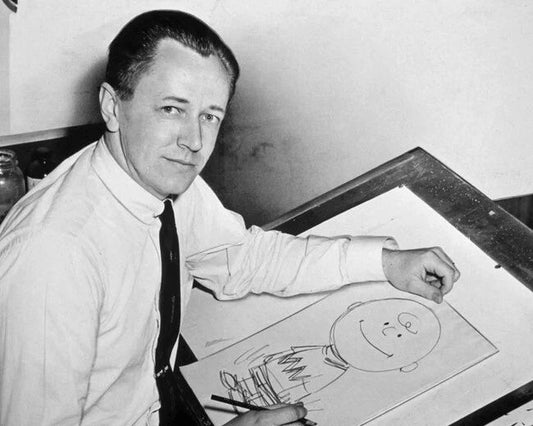 Cartoonist Charles Schulz Glossy Photo Drawing Charlie Brown Print Peanuts