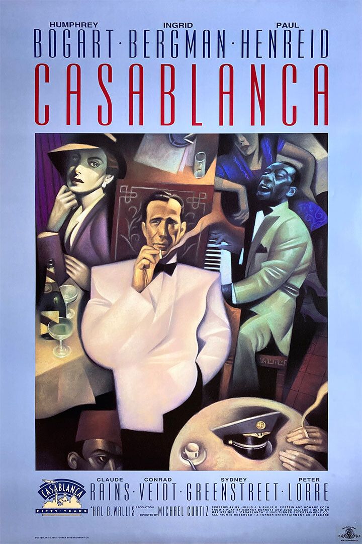 Casablanca Vintage Movie Drama 50Th Anniversary Wall Art Home Poster