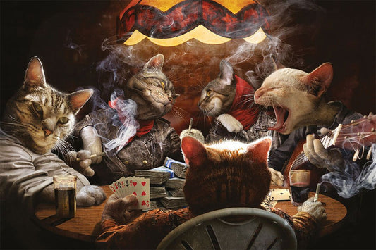 Cats Playing Poker Comedy Animals Picture Jigsaw Puzzle