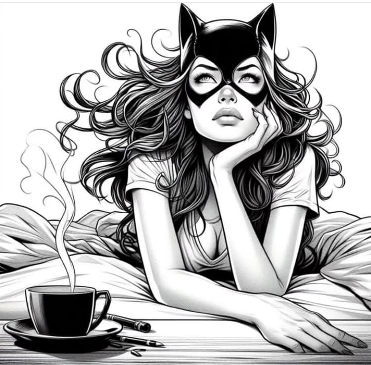 Catwoman Coffee Morning Activity Print Poster