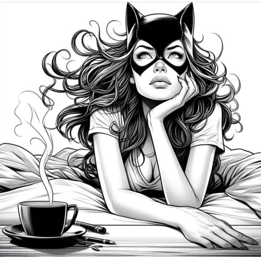 Catwoman Coffee Morning Activity Print Poster