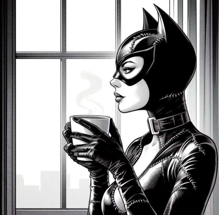 Catwoman Coffee Window Print Poster