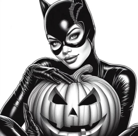 Catwoman Halloween Pumpkin Print Poster