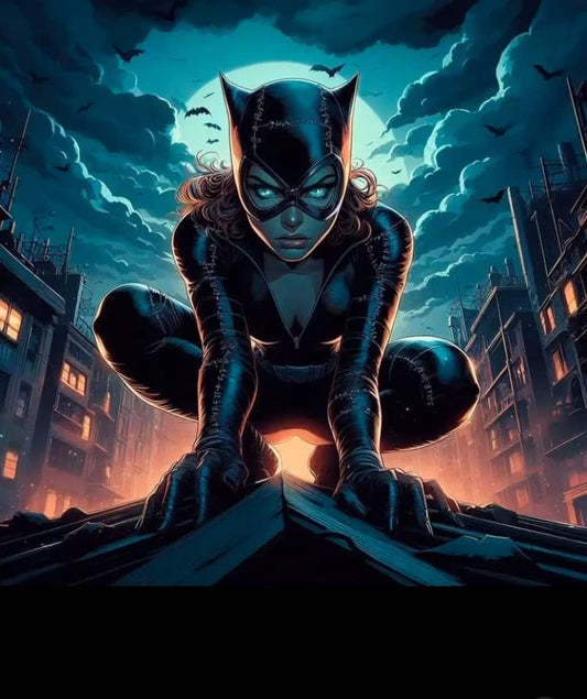 Catwoman Night Cityscape Print Poster