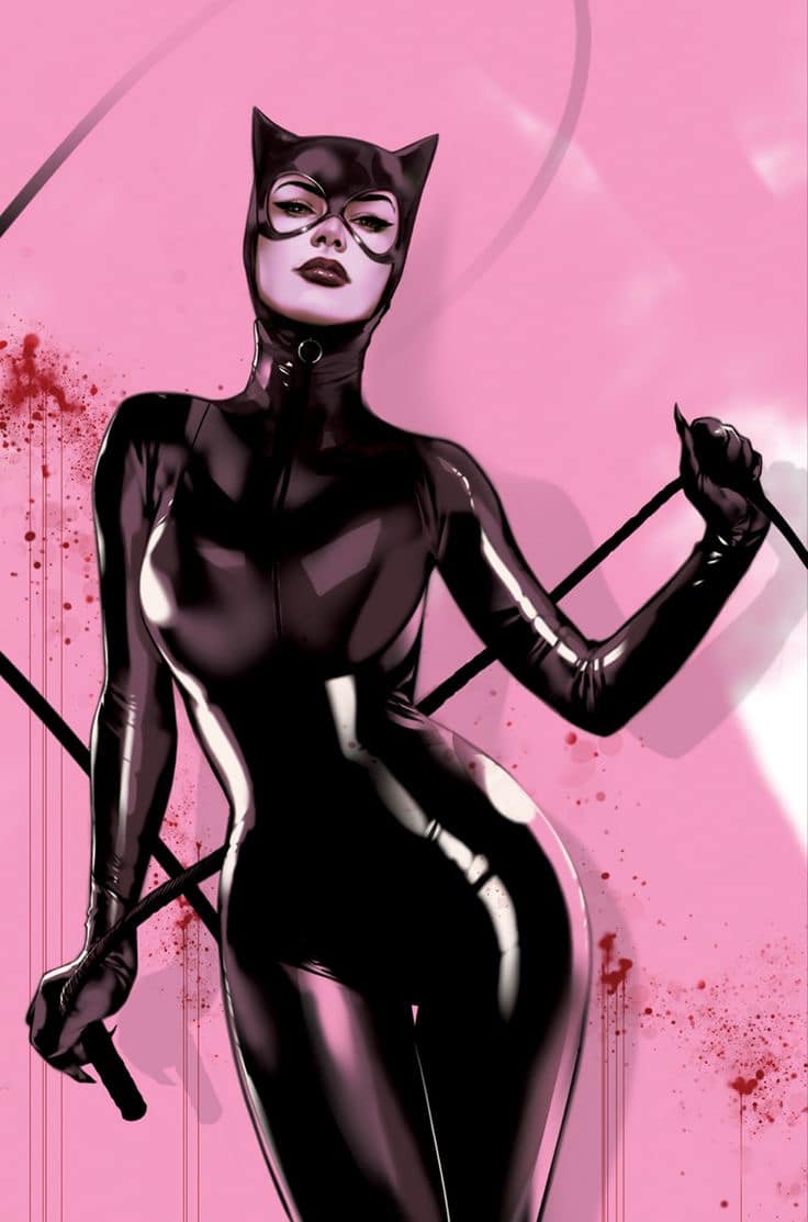 Catwoman Pink Background Print Poster