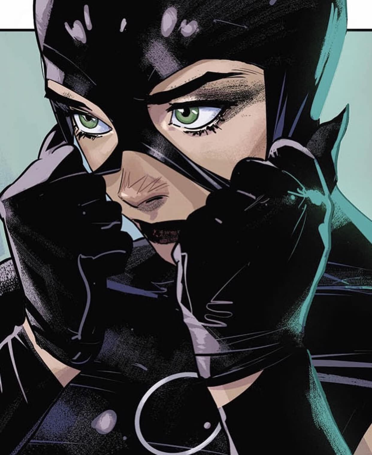 Catwoman Portrait Adjusting Mask Print Poster