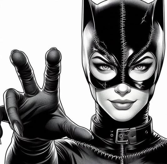 Catwoman Portrait Black And White Print Poster
