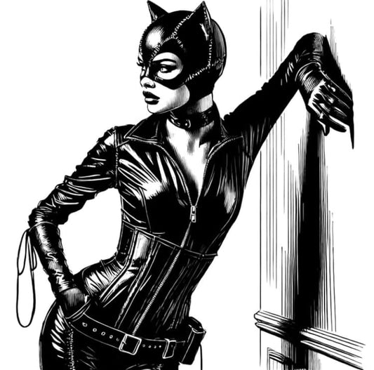Catwoman Portrait Black And White (2) Print Poster