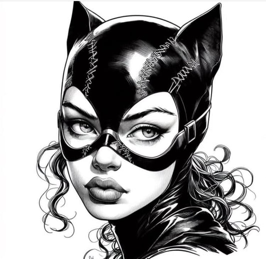 Catwoman Portrait Black And White (3) Print Poster