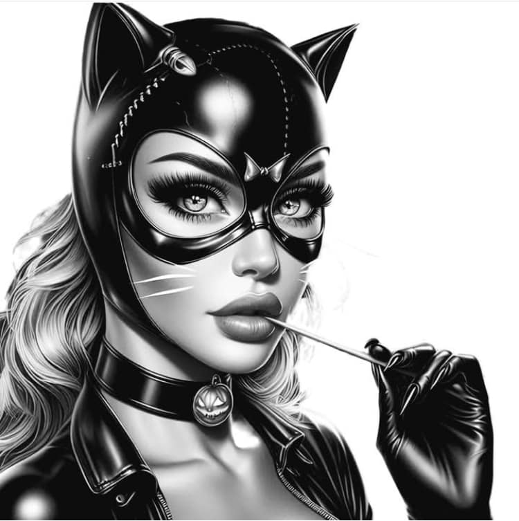 Catwoman Portrait Black And White (4) Print Poster