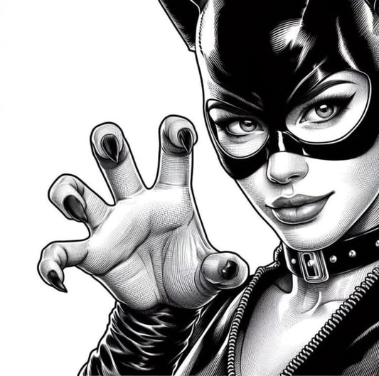 Catwoman Portrait Black And White (5) Print Poster