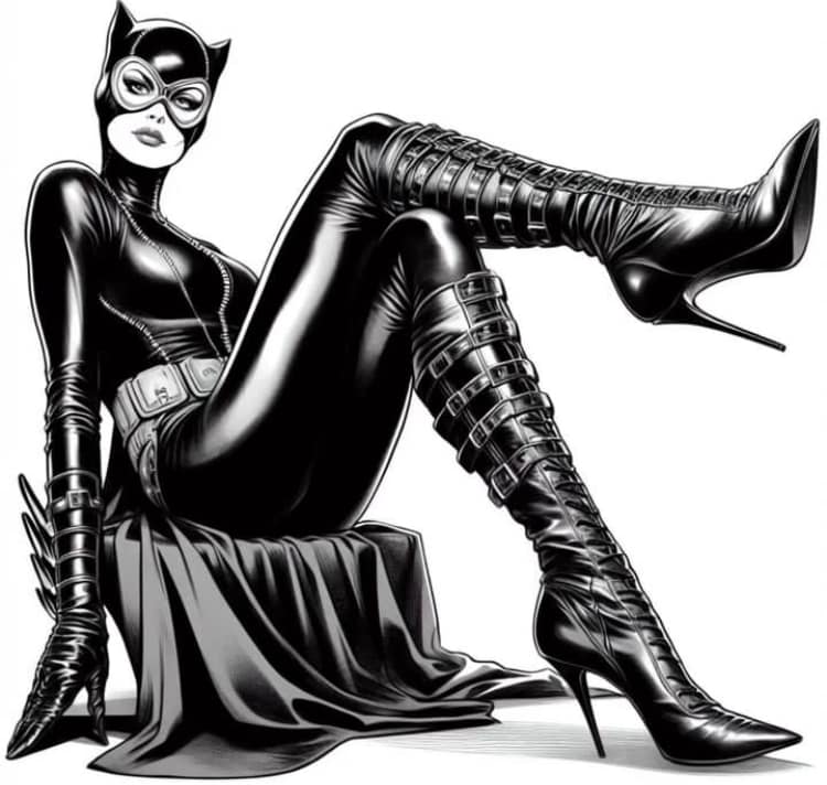 Catwoman Portrait Black Costume Print Poster