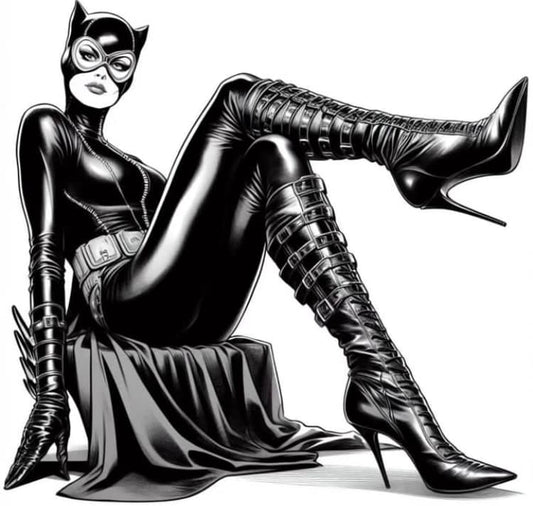 Catwoman Portrait Black Costume Print Poster