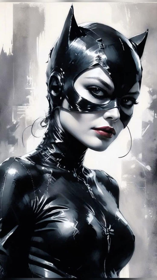 Catwoman Portrait Black Costume (2) Print Poster