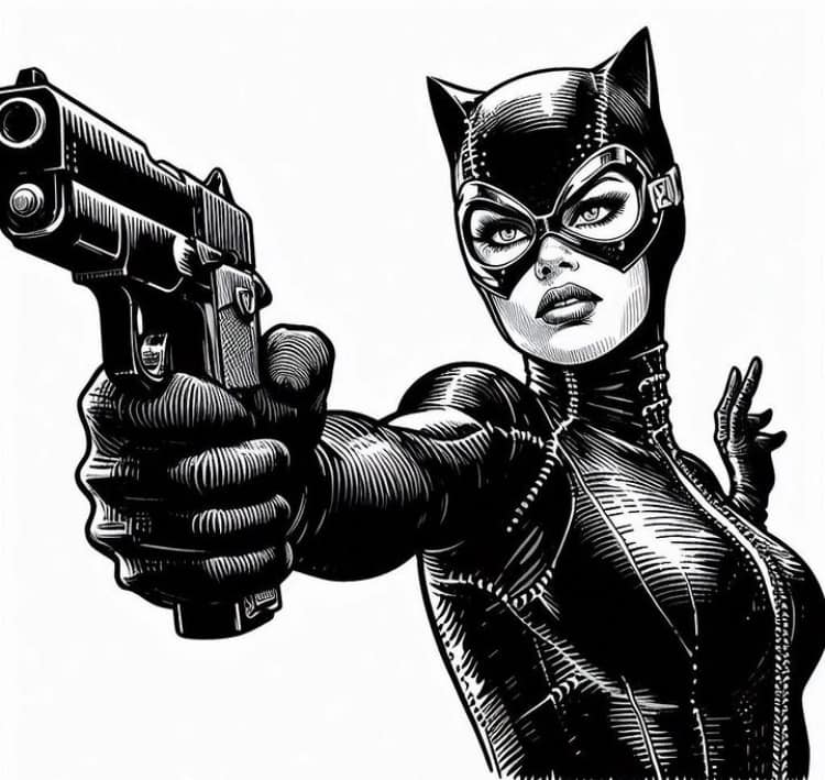 Catwoman Portrait Gun Print Poster