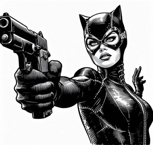 Catwoman Portrait Gun Print Poster