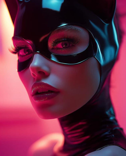 Catwoman Portrait Neon Light Print Poster