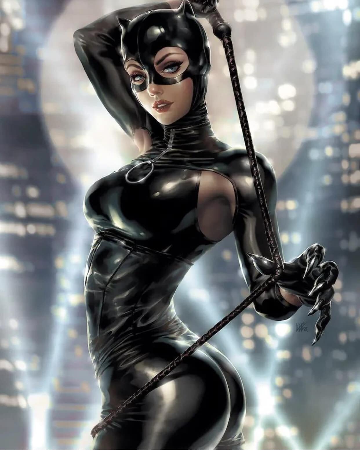 Catwoman Portrait Nightcity Print Poster